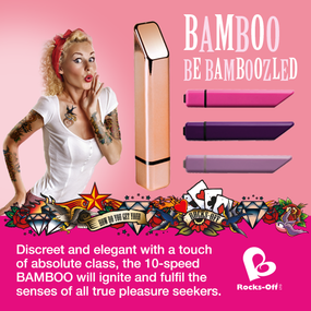 Мощный минивибратор Rocks Off Bamboo Rose Gold, 10 режимов работы, водонепроницаемый Sex Aura