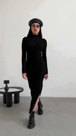 Сукня MAXI довга приталена з розрізом чорна 🖤🔥 M-L | Зображення 8
