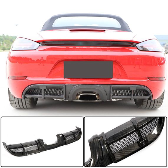 Дифузор заднього бампера V1 (2016-2019, Карбон) для Porsche Boxster/Cayman 982 (718) 2016- рр