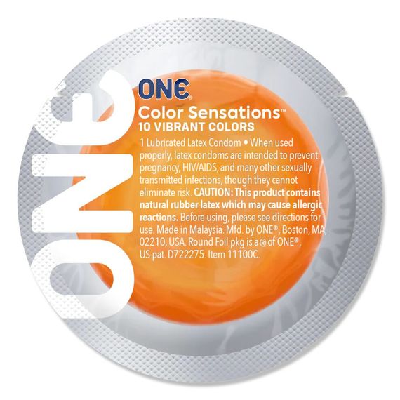 Набор презервативов ONE Color Sensations, 100 шт, цветные, 10 цветов, со смазкой, упаковка-тубус | Зображення 1