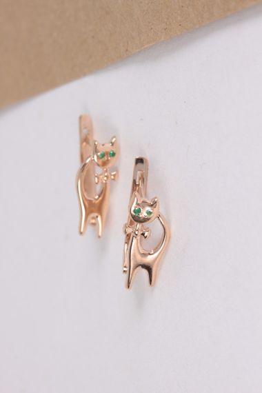 Детские золотые сережки кошечки