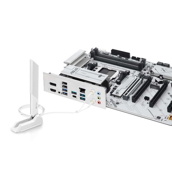 Материнcька плата ASUS B850 MAX GAMING WIFI W sAM5 B850 4xDDR5 M.2 HDMI DP WiFi BT ATX білий 90MB1M10-M0EAY0 | Зображення 4