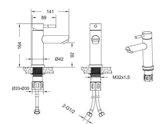 Змішувач для раковини VENTA VS102MB | Зображення 3