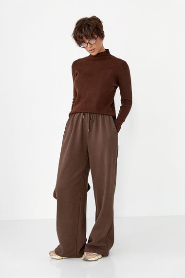 Спортивні штани з плюшевим начісом - коричневий цвет, L (є розміри) | Зображення 2