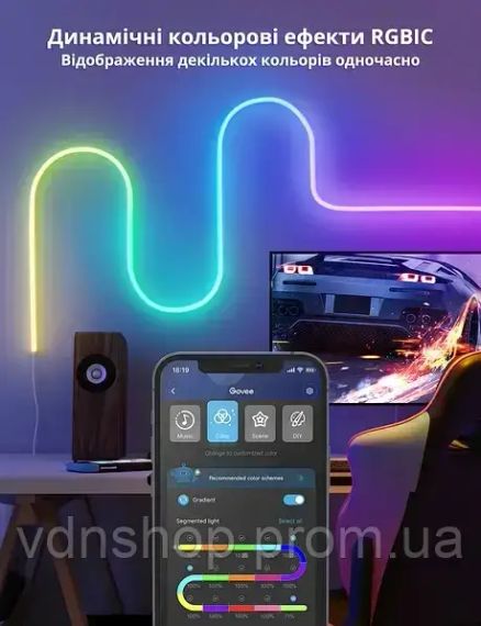 Розумна гнучка LED Neon RGB стрічка-шланг 5 метрів від USB керування режимами з телефону, Bluetooth додаток, пульт | Зображення 9