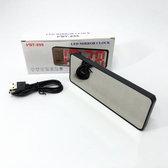 Электронные настольные LED часы от USB VST-898-5 с будильником WR-575 и термометром | Зображення 3