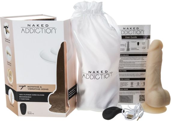 Фалоімітатор з вібрацією та ротацією Naked ADDICTION Chris 7″ Rotating & Vibrating Dong, пульт ДК | Зображення 5