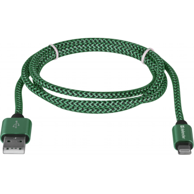 Дата кабель USB 2.0 AM to Lightning 1.0m ACH01-03T 2.1A green Defender (87810) (87810) | Зображення 1