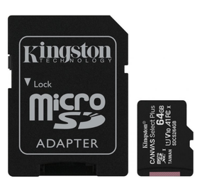 Карта пам'яті microSDXC 64Гб Class 10 (UHS-1) 100Мб/с Kingston  Canvas Select Plus + adapter SD