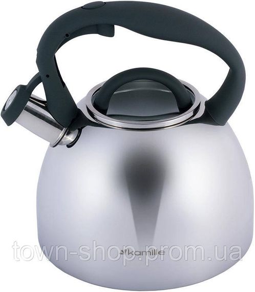 Чайник Kamille Whistling Kettle 2.7л из нержавеющей стали со свистком и стеклянной крышкой (серая ручка) | Зображення 6