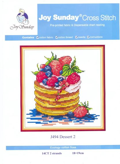 Набор для вышивания по нанесённой на канву схеме "Dessert 2". AIDA 14CT printed, 18*19 см | Зображення 1