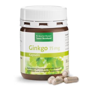 Вітаміни "Sanct Bernhard - Ginkgo biloba", екстракт Гінкго білоба 75 мг., для серця, судин, кровообігу, 30 шт., Німеччина