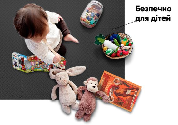 Татамі мат EasyFit 8 шт (30х30 см) ластівчин хвіст чорний (EF-1950-30-BK) | Зображення 5