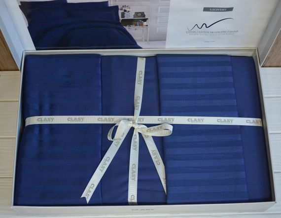 Постільна білизна Clasy Stripe Satin 200х220 Lacivert | Зображення 2