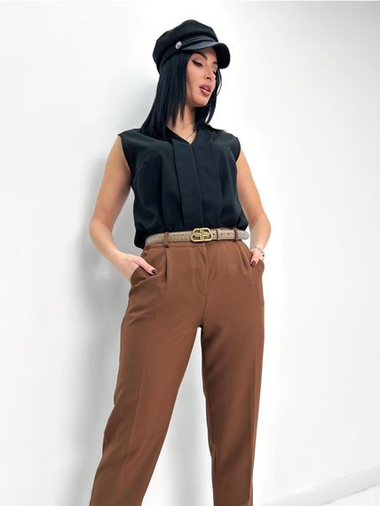 Женские классические укороченные брюки со стрелками зауженные внизу размер 44 цвет коричневый GF1704 | Зображення 1