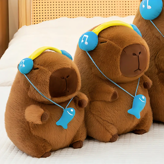 М'яка іграшка Капібара в навушниках, 31 см, оригінальна Капібара подарунок для дітей | Зображення 9