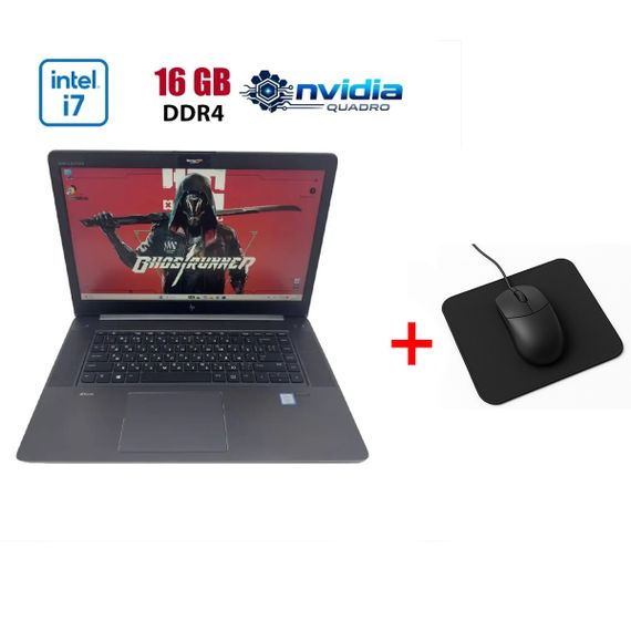 Мобільна робоча станція HP ZBook Studio G4 / 15.6" (1920x1080) IPS / Intel Core i7-7700HQ (4 (8) ядра по 2.8 - 3.8 GHz) / 16 GB DDR4 / 512 GB SSD / nVidia Quadro M1200, 4 GB GDDR5, 128-bit / WebCam б/в + Подарунок Мишка та килимок