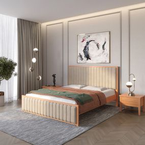 Полуторне дерев'яне ліжко Mebigrand Відень Яблуня/Аляска 23 (Бежевий) 120х200 см (MBG-10980)