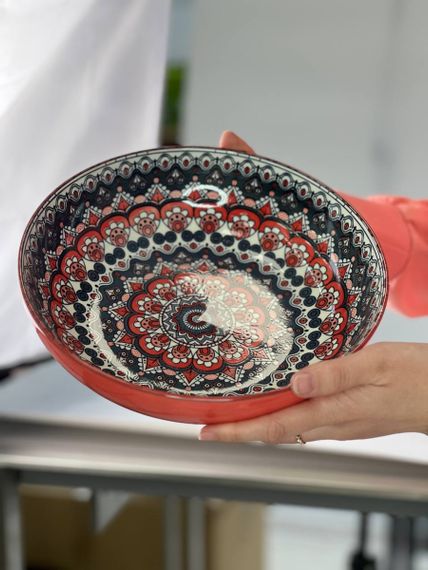 Салатник Olens Тригір'я 102-603-2 25.5х7.5 см 1800 мл червоно-сірий