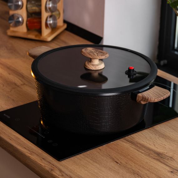 Алюмінієва каструля з керамічним покриттям антипригарним 7.7 л Ø 30 см чорна MGC HP-4-455B | Зображення 4