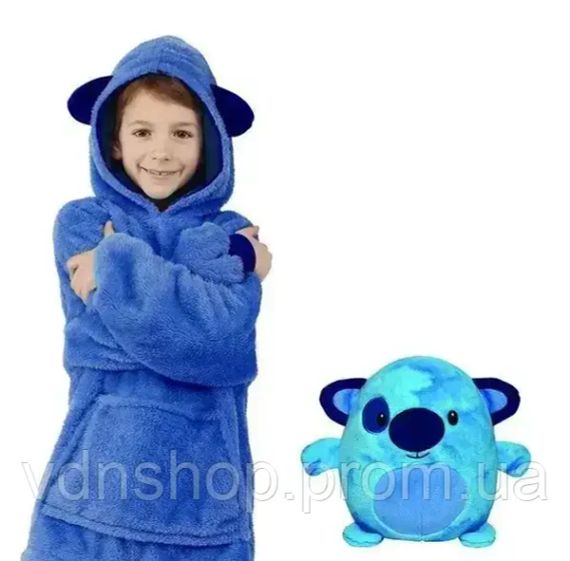Блакитний Дитяча іграшка-толстовка плед трансформер з капюшоном та рукавами 3 в 1 Huggle Pets Hoodie | Зображення 1