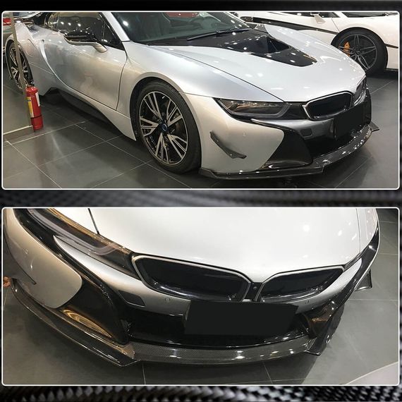 Накладка на передній бампер Lip (Карбон) для BMW I8 2014-2020 рр | Зображення 3