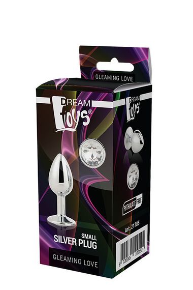 Dt21785 анальна пробка з каменем GLEAMING LOVE SILVER PLUG SMALL Sex Aura | Зображення 1