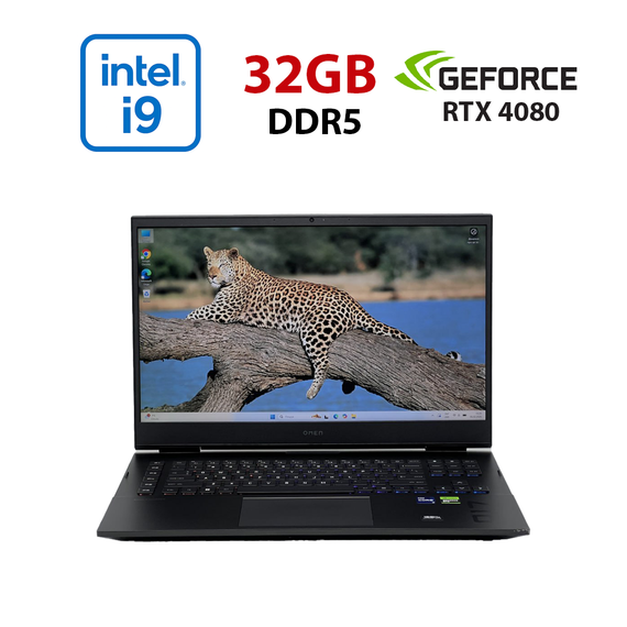 Игровой ноутбук Б-класс HP Omen 17-ck2095cl / 17.3" (2560x1440) IPS / Intel Core i9-13900HX (24 (32) ядер по 2.2 - 5.4 GHz) / 32 GB DDR5 / 960 GB SSD / nVidia GeForce RTX 4080, 12 GB GDDR6, 192-bit / WebCam б/у