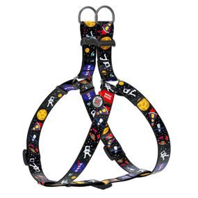 Шлея для собак анатомічна WAUDOG Nylon з QR паспортом, малюнок "NASA", пластиковий фастекс, S, Ш 15 мм, Дл