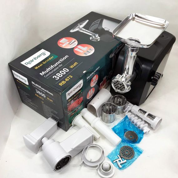 Мощная электрическая мясорубка с реверсом Rainberg, Топ мясорубок, Электрическая мясорубка нержавейка WR-22 | Зображення 5