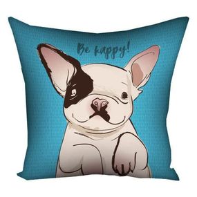 Подушка габардинова з принтом Be happy! 40x40 (4P_DOG011)
