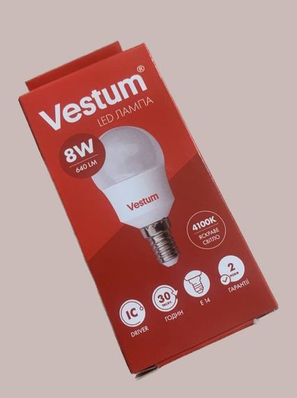 Світлодіодна лампа LED Vestum G-45 E14 1-VS-1211 8 Вт | Зображення 1