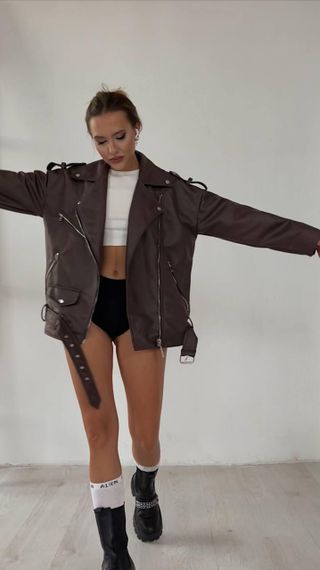 Косуха Oversize женская коричневая M-L | Зображення 1