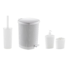 LINE набір для ванної 4шт (відро, йоржик, дозатор, підставка д/щіток) (1) (білий)