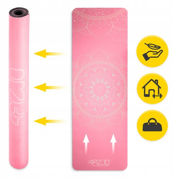 Килимок (мат) спортивний 4FIZJO замша 183 x 61 x 0.15 см для йоги та фітнесу Pink (P-5905973404419) | Зображення 6