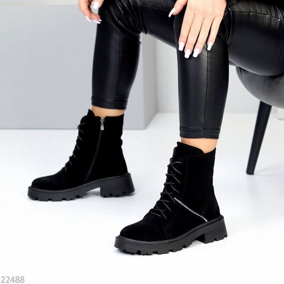 Стильні чорні черевики на кожен день натуральна замша на флісі | Зображення 4