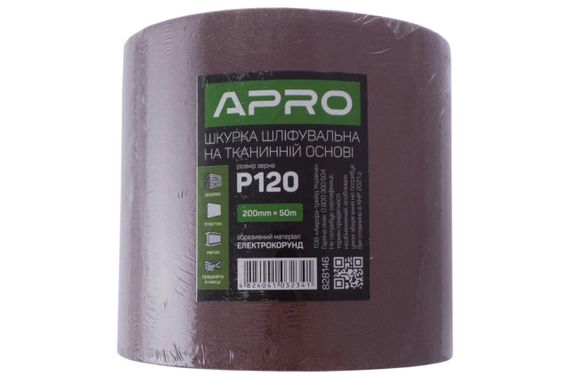 Шлифовальная шкурка Apro - 200 мм x 50 м x P120 тканевая (828146) | Зображення 4