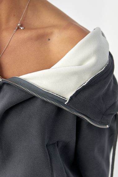 Спортивний костюм оверсайз із плюшевим начосом - темно-сірий цвет, S/M (є розміри) | Зображення 4