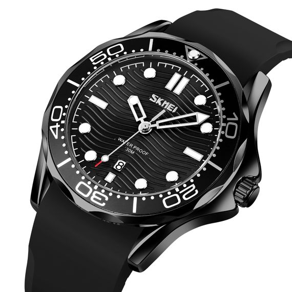 Чоловічий годинник Skmei 9276PBKBK Black-Black Silicone Strap | Зображення 1