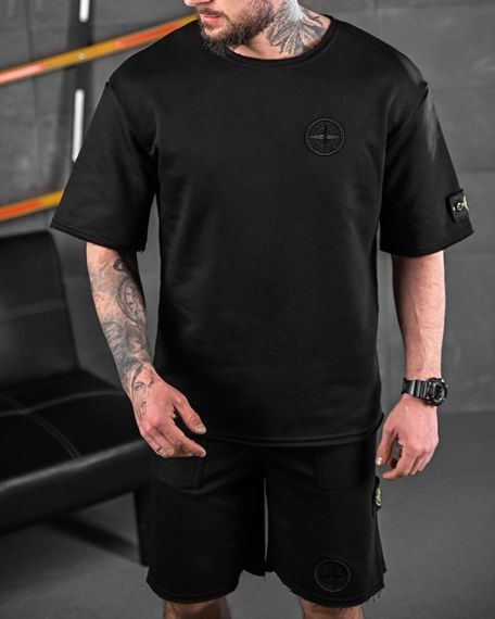 Спортивний костюм Stone island літній колір чорний | Зображення 1
