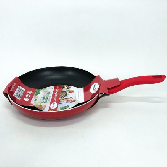 Сковорода антипригарна Con Brio 24 см СВ-2414, сковорода для смаження якісна сковорода. Колір: червоний | Зображення 3