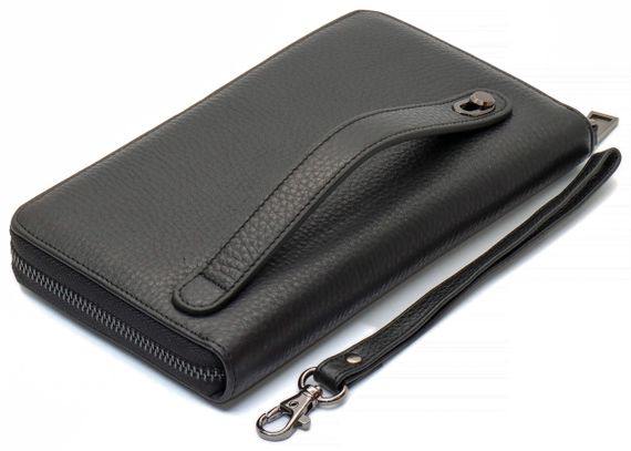 Чорний гаманець-клатч з блоком під картки під однією блискавкою з натуральної шкіри Marco Coverna МС-5901Q | Зображення 3
