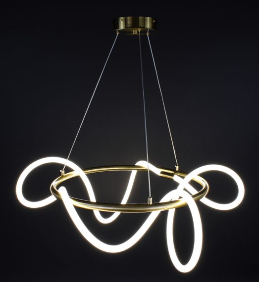 Люстра світлодіодна підвісна LED світильник для квартири на стелю лед 27728 Латунь 50-150х80х80 см. | Зображення 5