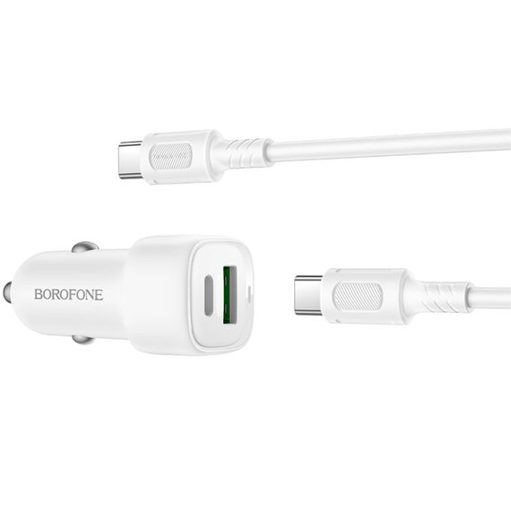 АЗП Borofone BZ34B Cloud PD20W+QC3.0 total 38W (1USB-A/1C) + кабель Type-C to Type-C White | Зображення 3
