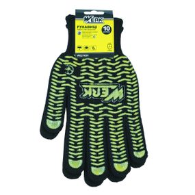 Перчатки ХБ черные, желтый ПВХ Werk WE2165H