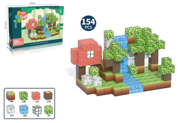 Конструктор My World Магнітні блоки 2.0 см, 154 елементів