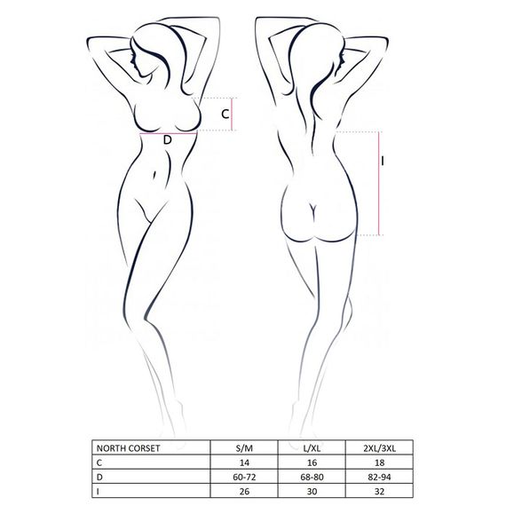 Корсет с открытой грудью Passion Exclusive NORTH CORSET XXL/XXXL, black, пажи, трусики, шнуровка | Зображення 6