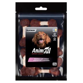 Ласощі для собак гантель з качкою AnimAll Platinum, 100 гр