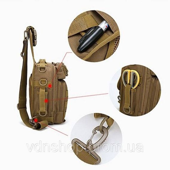 Чоловічі сумки через плече, Чоловіча армійська сумка, Чоловіча тактична армійська сумка однолямочна CA-34 | Зображення 5