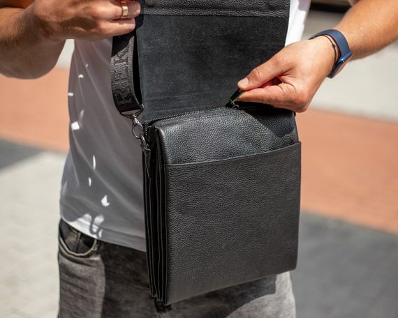 Мужская кожаная сумка-месенджер через плечо BEXHILL TD-18621 черный | Зображення 5